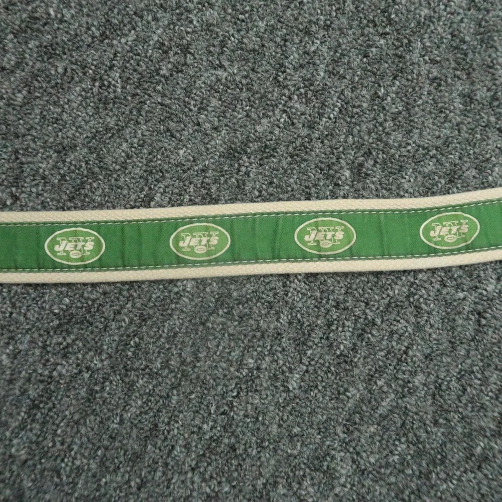 New York Jets Belt‎ Mens 32 Green Brown Leather Vineyard Vines